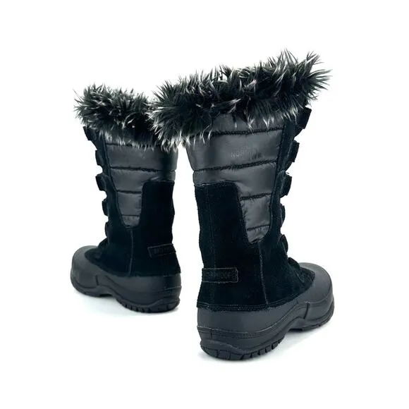 THE NORTH FACE &quot;NUPTSE PURNA&quot; BLACK WATERPROOF SUEDE INSULATED MID WINTER BOOTS