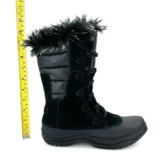 THE NORTH FACE &quot;NUPTSE PURNA&quot; BLACK WATERPROOF SUEDE INSULATED MID WINTER BOOTS