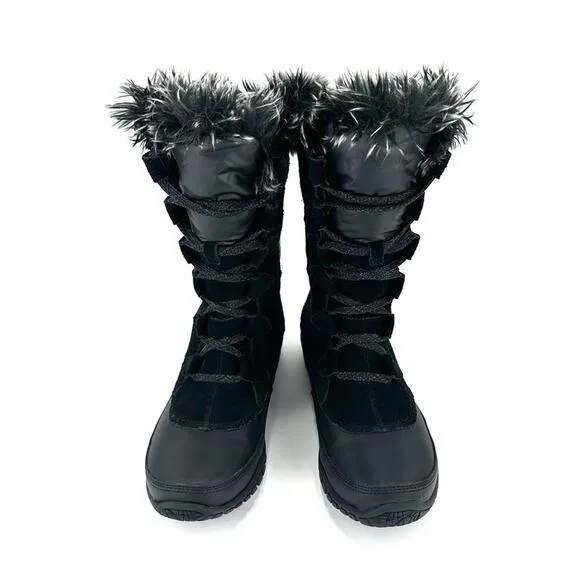 THE NORTH FACE &quot;NUPTSE PURNA&quot; BLACK WATERPROOF SUEDE INSULATED MID WINTER BOOTS