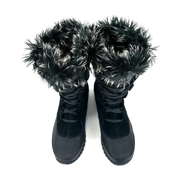 THE NORTH FACE &quot;NUPTSE PURNA&quot; BLACK WATERPROOF SUEDE INSULATED MID WINTER BOOTS