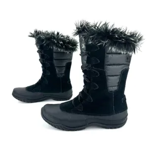 THE NORTH FACE &quot;NUPTSE PURNA&quot; BLACK WATERPROOF SUEDE INSULATED MID WINTER BOOTS