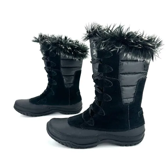 THE NORTH FACE &quot;NUPTSE PURNA&quot; BLACK WATERPROOF SUEDE INSULATED MID WINTER BOOTS
