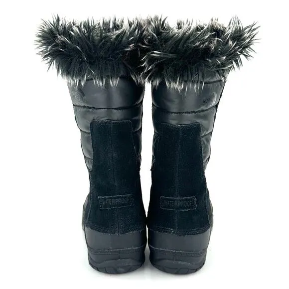 THE NORTH FACE &quot;NUPTSE PURNA&quot; BLACK WATERPROOF SUEDE INSULATED MID WINTER BOOTS