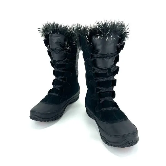 THE NORTH FACE &quot;NUPTSE PURNA&quot; BLACK WATERPROOF SUEDE INSULATED MID WINTER BOOTS