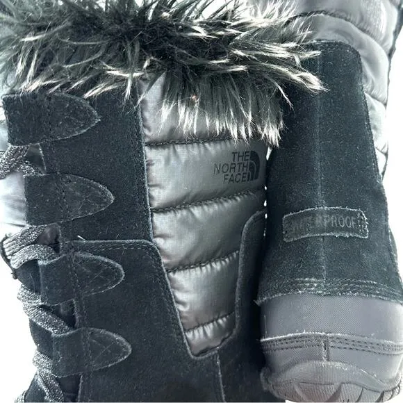 THE NORTH FACE &quot;NUPTSE PURNA&quot; BLACK WATERPROOF SUEDE INSULATED MID WINTER BOOTS