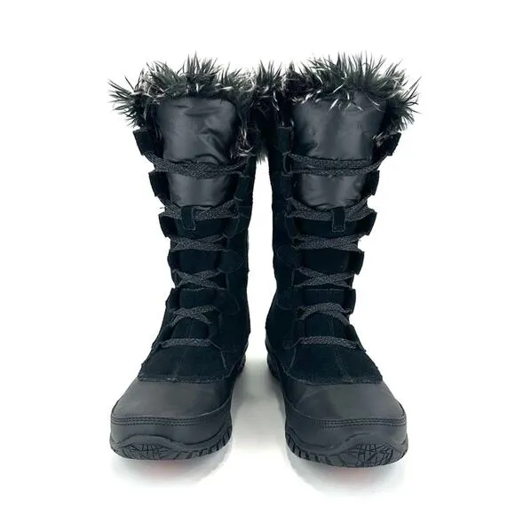 THE NORTH FACE &quot;NUPTSE PURNA&quot; BLACK WATERPROOF SUEDE INSULATED MID WINTER BOOTS