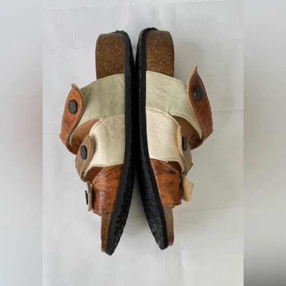 Think! Multiple Leather Strap Slip on Sandals Size 40/9.5