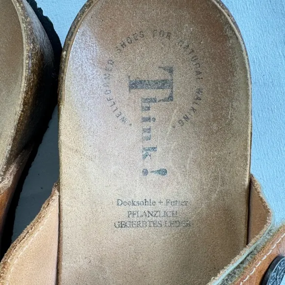Think! Multiple Leather Strap Slip on Sandals Size 40/9.5