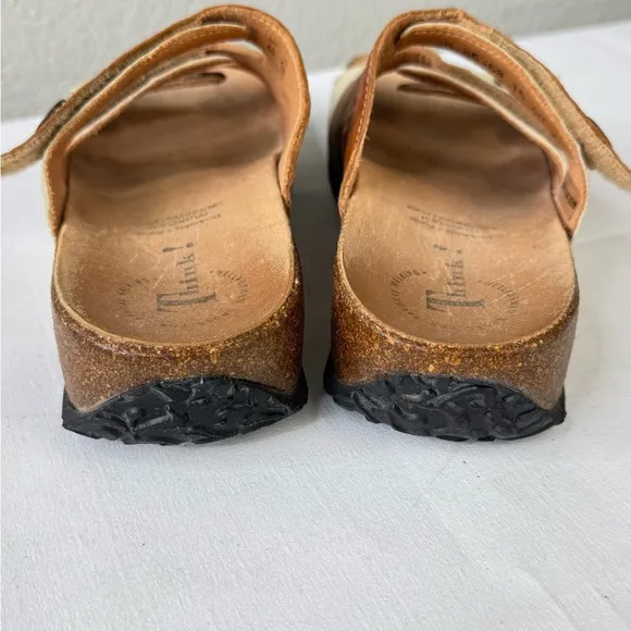Think! Multiple Leather Strap Slip on Sandals Size 40/9.5