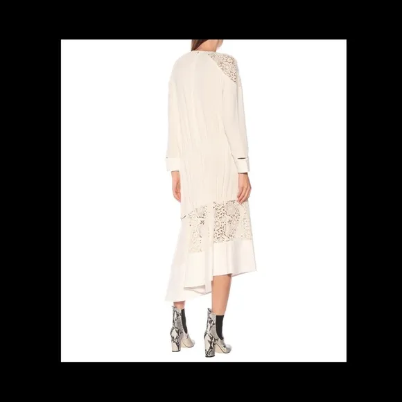 TIBI Guipure Lace Asymmetrical Ivory Lace Dress, Cut-Outs, Long Sleeves,…