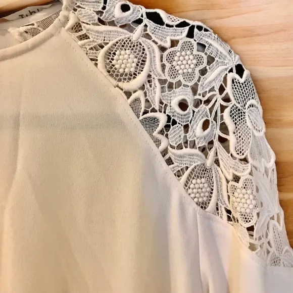 TIBI Guipure Lace Asymmetrical Ivory Lace Dress, Cut-Outs, Long Sleeves,…