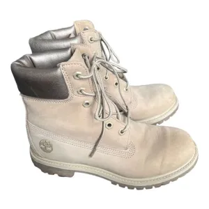 Timberland Classic 6” Premium Satin Taupe Boots Size 7.5 Anti-fatigue Lace Up