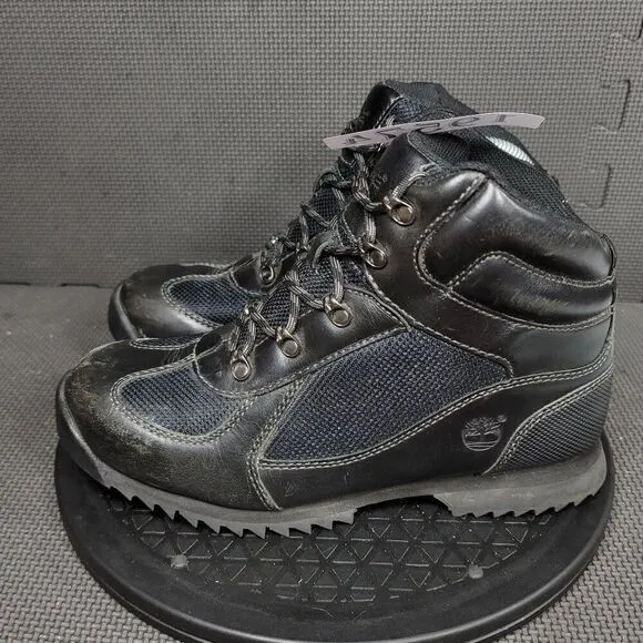 Timberland Euro Hiker Boots Youth Sz 6.5 Black Leather Hiking Booties