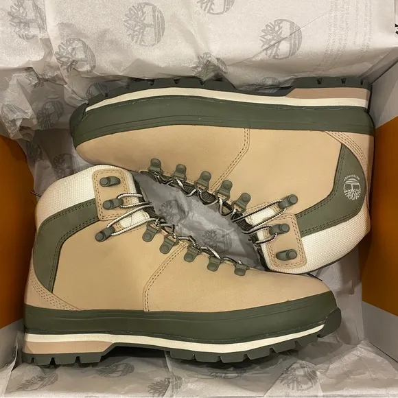Timberland Euro Hiker Light Beige Ankle Boots Bootie Shoes 8, 9, 10 NEW