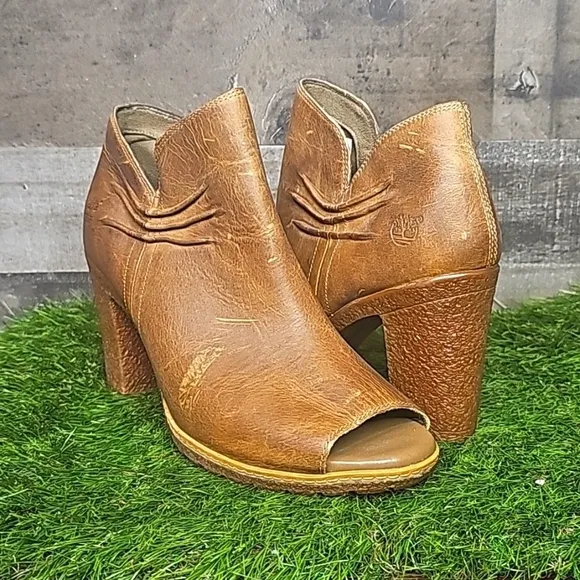 Timberland ’Glancy’ Ruched Peep Toe Boots | 9.5