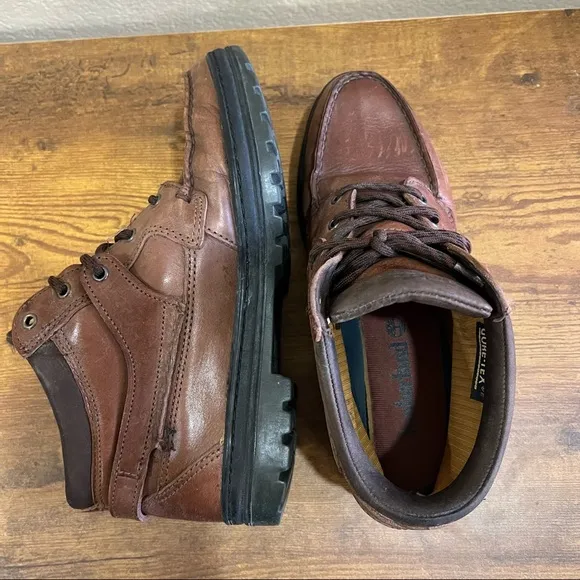 Timberland Gore-Tex Lace Up Hiking Brown Leather Boots Womens Sz 10 Gorpcore EUC
