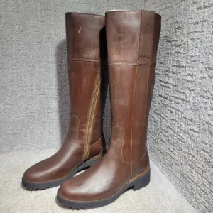 Timberland Graceyn Tall Zip Waterproof Boots Brown Leather Women's Size 6 US
