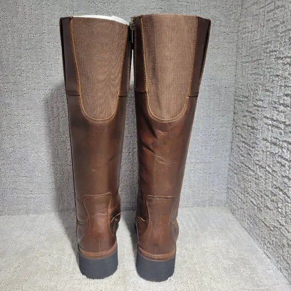 Timberland Graceyn Tall Zip Waterproof Boots Brown Leather Women's Size 6 US