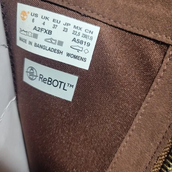 Timberland Graceyn Tall Zip Waterproof Boots Brown Leather Women's Size 6 US