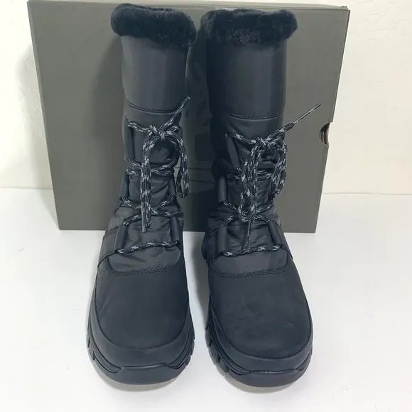 Timberland Jenness Falls Insulated Boots Faux Fur Leather Black Pull On Size 7.5
