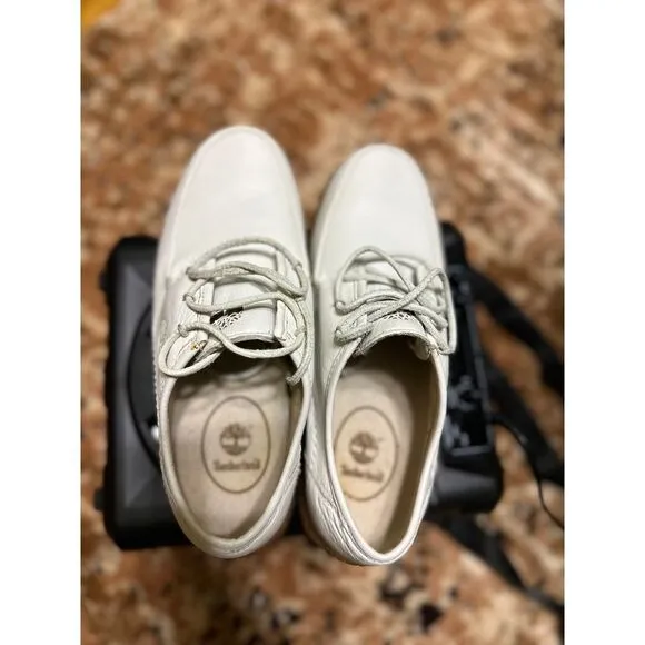Timberland Leather Oxfords Casual Lace Up Shoes White Sneakers unisex size‎ 8