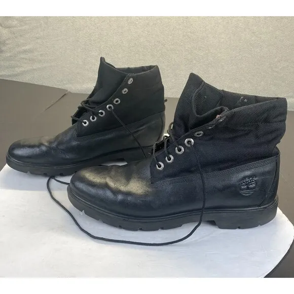 Timberland Men's Boots Size 12- Black Leather Roll Top Black,Hiking,Outdoor