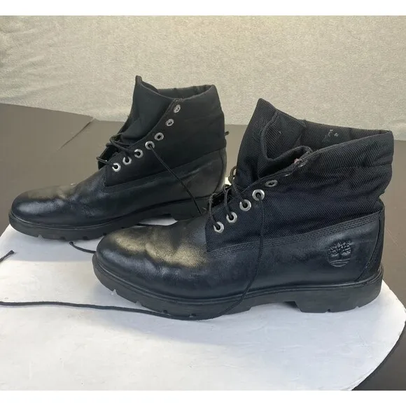 Timberland Men's Boots Size 12- Black Leather Roll Top Black,Hiking,Outdoor