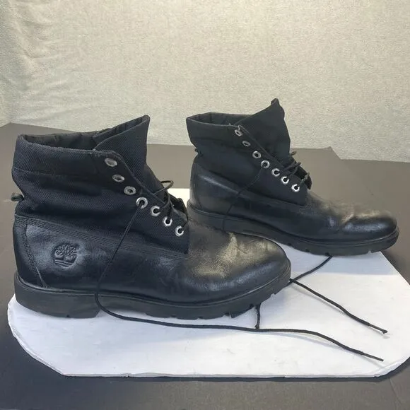 Timberland Men's Boots Size 12- Black Leather Roll Top Black,Hiking,Outdoor