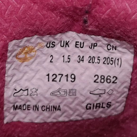 Timberland Premium Waterproof Boots Pink Leather Combat Junior Size 2 US