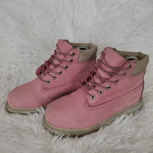 Timberland Premium Waterproof Boots Pink Leather Combat Junior Size 2 US