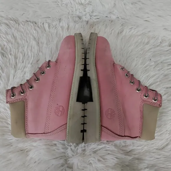 Timberland Premium Waterproof Boots Pink Leather Combat Junior Size 2 US