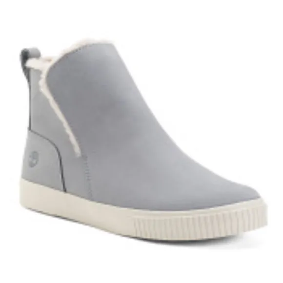 Timberland Skyla Bay Booties Faux Fur Lined Waterproof Sneaker Boots Nubuck Pull