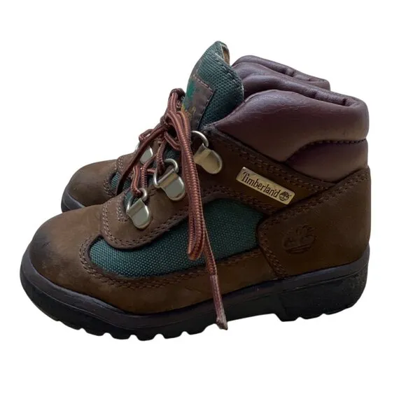 Timberland Toddler Brown &amp; Green Nubuck Leather Lf Field Boots Size 8