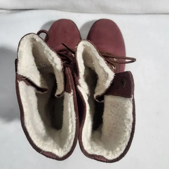 Timberland Women's Jayne Waterproof Fold Down Leather Boots A1SGJ Size 6 Wine