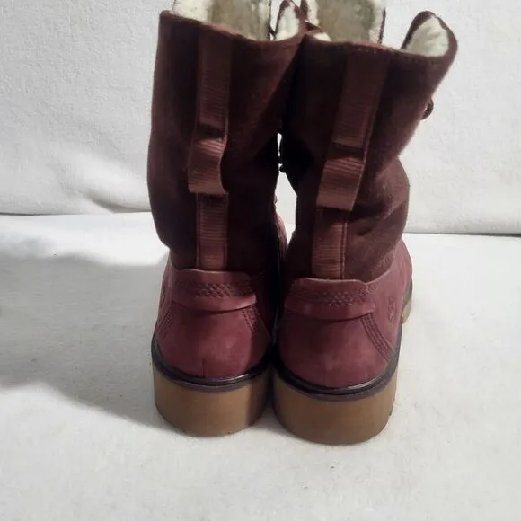 Timberland Women's Jayne Waterproof Fold Down Leather Boots A1SGJ Size 6 Wine