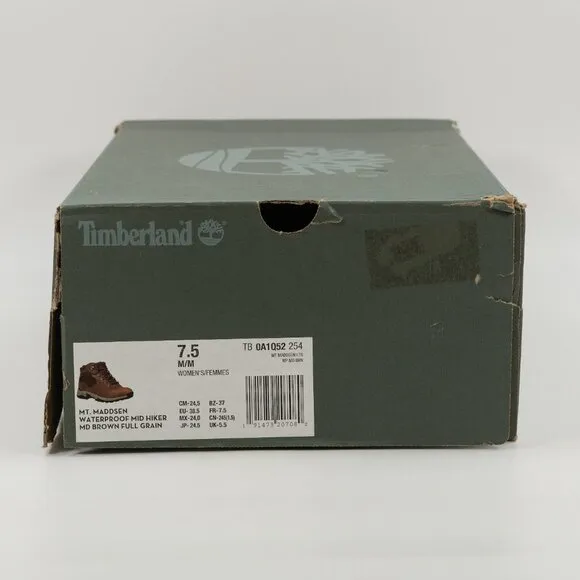 Timberland Women's Mt. Maddsen Waterproof Mid Hiker TB 0A1Q52-254 size 7
