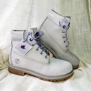 Timberland X Champion Grey Nubuck 6&quot; Premium Waterproof Boots Size 6