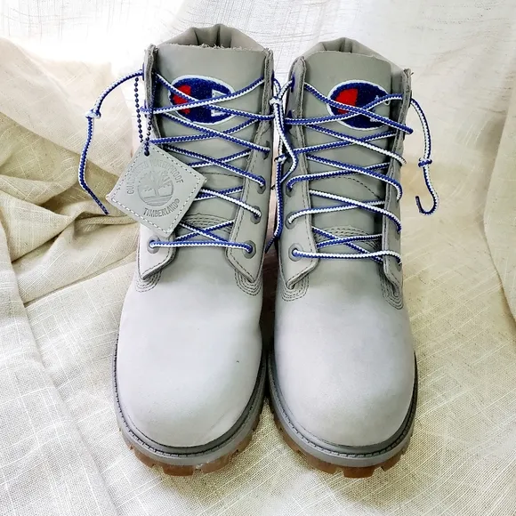 Timberland X Champion Grey Nubuck 6&quot; Premium Waterproof Boots Size 6