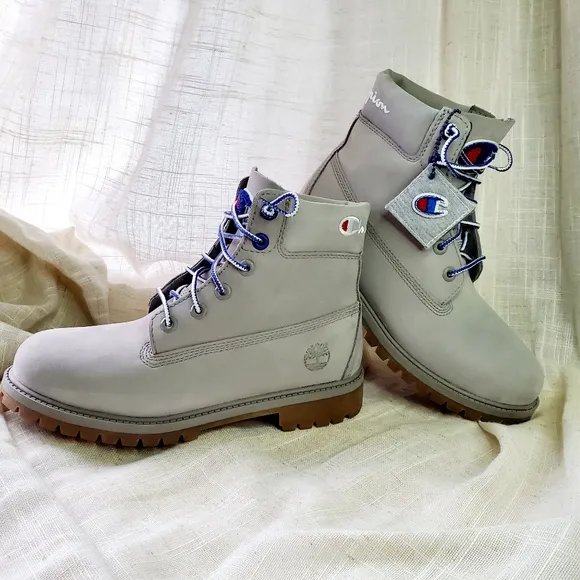 Timberland X Champion Grey Nubuck 6&quot; Premium Waterproof Boots Size 6