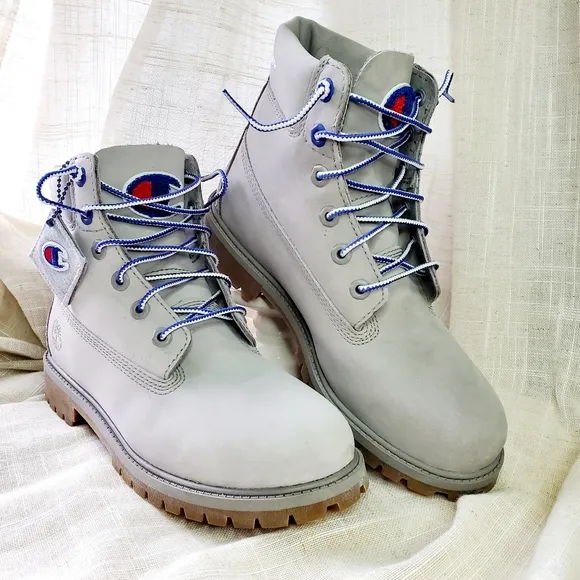 Timberland X Champion Grey Nubuck 6&quot; Premium Waterproof Boots Size 6