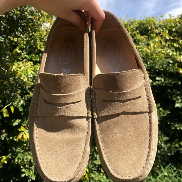 Tod's Men's Mocassino Gommino Leather Driving Shoes Loafer Brown Tan Italy 6.5