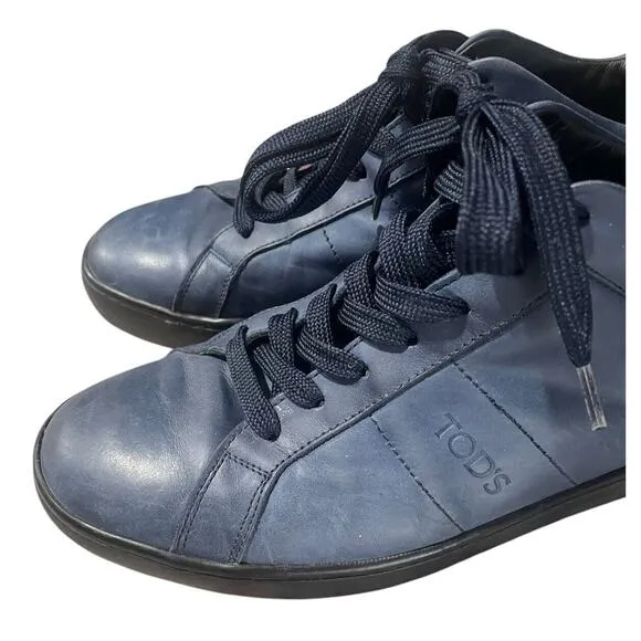 Tod’s Mens size 8.5 Suede Leather Lace-up Low Top Casual Shoes Sneakers Blue