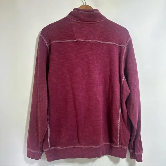 Tommy Bahama Tobago Bay 1/2 zip fish Cave maroon wine red sweatshirt top