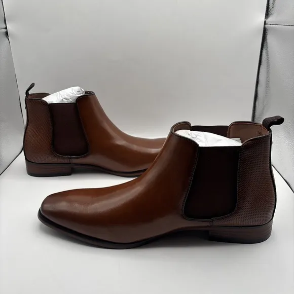 TOMMY HILFIGER Men's Syler Slip On Dress Chelsea Boot Dark Natural Brown 10 M
