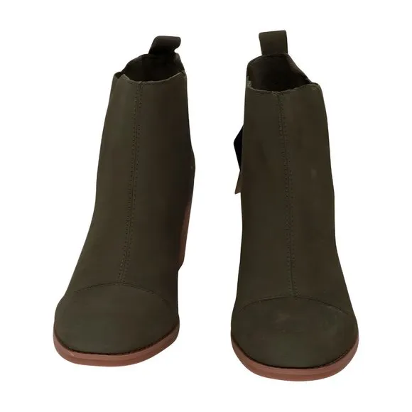TOMS Olive Everly Leather Boots Womens Shoes, Olive, Size 6.5