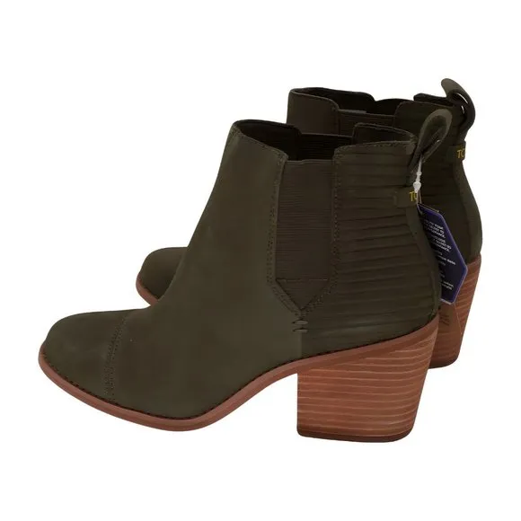 TOMS Olive Everly Leather Boots Womens Shoes, Olive, Size 6.5