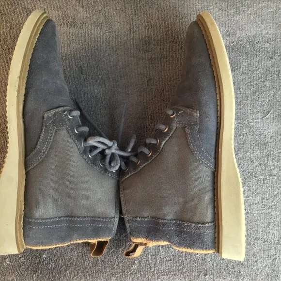 Toms Porter Men's Iron Gray Suede and Canvas Lace Up Casual Dress Boots Sz 7