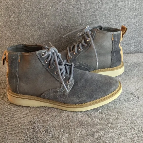 Toms Porter Men's Iron Gray Suede and Canvas Lace Up Casual Dress Boots Sz 7