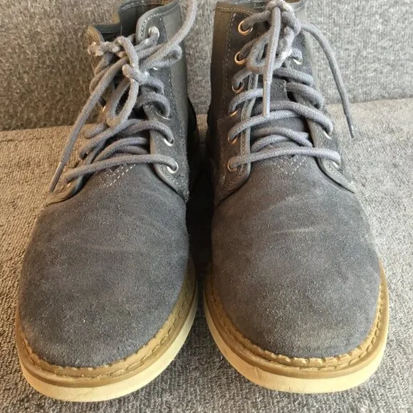 Toms Porter Men's Iron Gray Suede and Canvas Lace Up Casual Dress Boots Sz 7