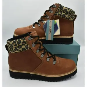 Toms Women Size 8 Mojave Waterproof Oiled Ember Nubuck Suede Leopard Mid Boots